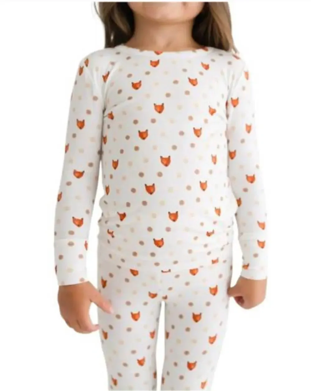POSH PEANUT kid's long sleeve pajama set in lionel fox print sz. 5-6T